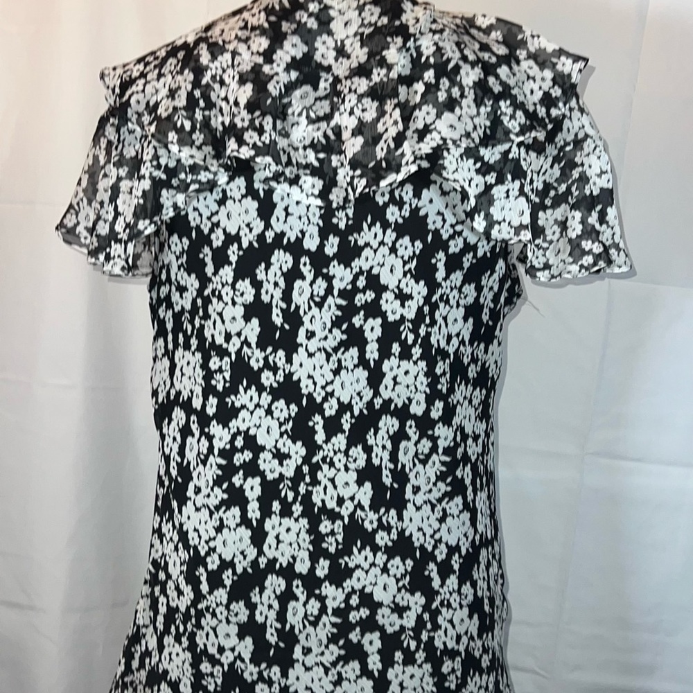 Lauren Ralph Lauren Black and White Floral Blouse Whimsigoth Vintage Y2K - Picture 2 of 5